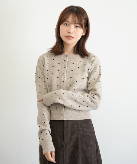 ポルカドット柄カーディガン