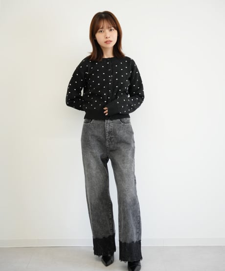 ポルカドット柄カーディガン