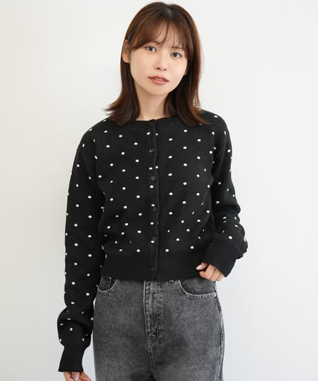 ポルカドット柄カーディガン