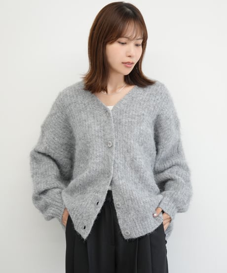 モヘア起毛ニットカーディガン