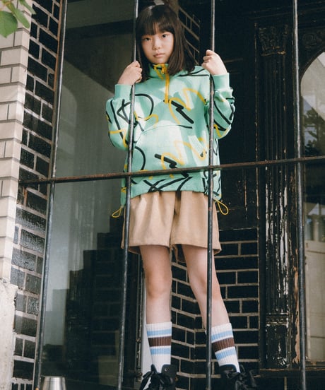 ALL-OVER PATTERED HALF ZIP SWEATSHIRT