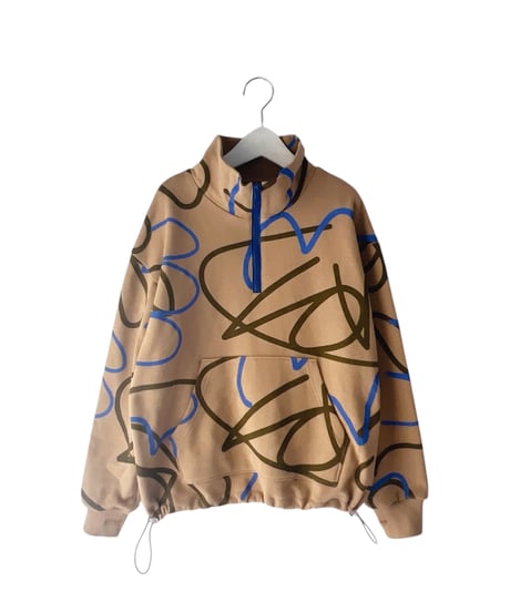 ALL-OVER PATTERED HALF ZIP SWEATSHIRT