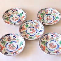 【明治・大正期】伊万里 色絵唐子蝙蝠文 小皿（2枚セット）（ニュウあり1枚売り）o-132