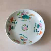 【唐物】清末〜民国期 粉彩花桃文 小皿 / 煎茶皿・菓子皿　　o-136