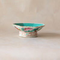 中国美術　松石緑釉粉八角高台皿　中国19-20世紀　o-37