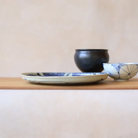古伊万里 染付 松竹梅文 中皿 7寸 江戸中期 o-4