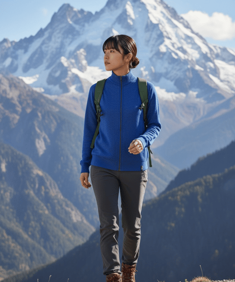 10/初旬発送予定　日本製　メリノウール100％ 超薄手 梨地ストレッチZIP UP elalto HIKE（エルアルトハイク）DARK SKY