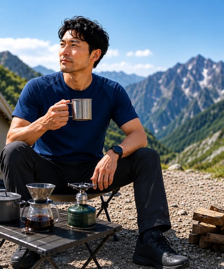 日本製　メリノウール100％ ショルダーガードニットＴ半袖 elalto HIKE（エルアルトハイク）DARK SKY