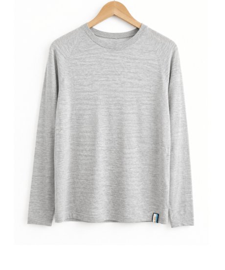 10月初旬発送予定　日本製　超ハイゲージカシミヤ100％ニットＴ長袖 elalto HIKE（エルアルトハイク）ICE GREY