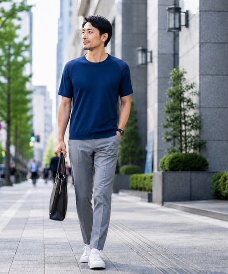日本製　メリノウール100％ ショルダーガードニットＴ半袖 elalto HIKE（エルアルトハイク）DARK SKY