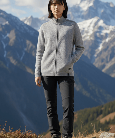 10/初旬発送予定　日本製　メリノウール100％ 超薄手 梨地ストレッチZIP UP elalto HIKE（エルアルトハイク）ROCK