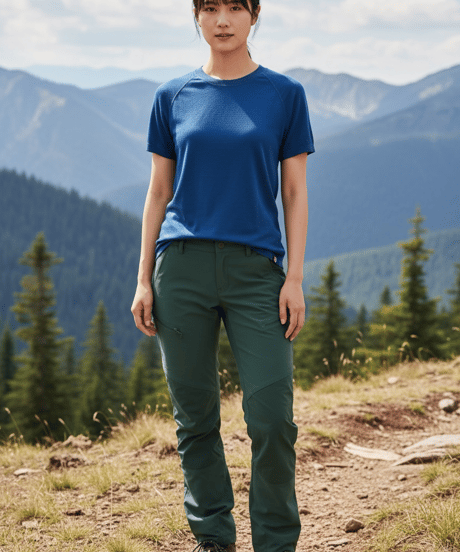 日本製　メリノウール100％ ショルダーガードニットＴ半袖 elalto HIKE（エルアルトハイク）DARK SKY