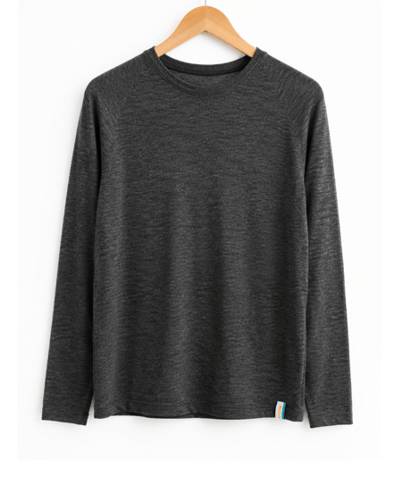 10月初旬発送予定　日本製　超ハイゲージカシミヤ100％ニットＴ長袖 elalto HIKE（エルアルトハイク）CHARCOAL GREY