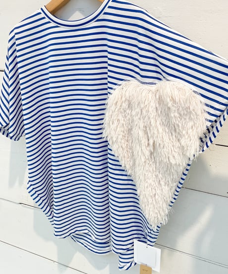 【Margaux Vintage】 HEART FRINGE BORDER T-SHIRT【MHP CT-001】