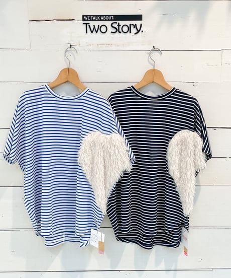 【Margaux Vintage】 HEART FRINGE BORDER T-SHIRT【MHP CT-001】