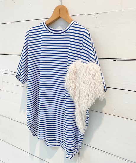 【Margaux Vintage】 HEART FRINGE BORDER T-SHIRT【MHP CT-001】