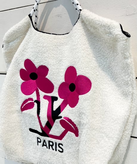 【Account PARIS】 FLOWER  PARIS FLUFFY TOTE BAG【22-4358G】