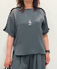 【tranoi】ヴィンテージサテン サイドフリルTEE【223J278】
