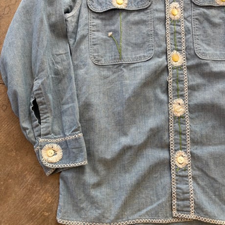 vintage レア シンプルデザイン シャンブレー 長袖シャツ