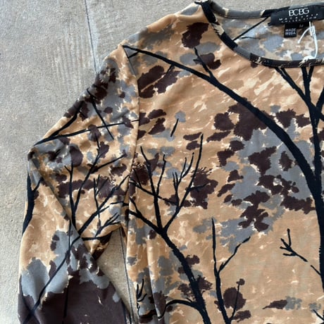 90s usa製 BCBG MAXAZRIA 総柄 タトゥー ロンTEE