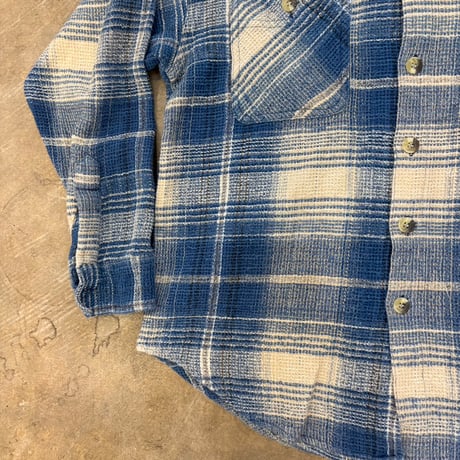 80s-90s ASH CREEK ワッフル コットン チェック柄 長袖 シャツ