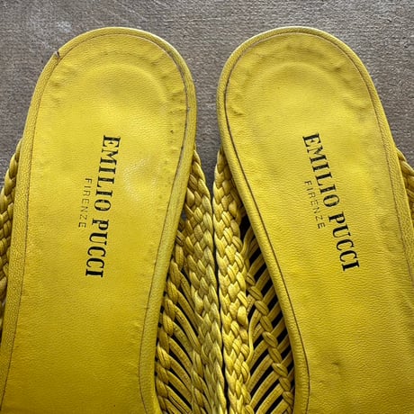 vintage ITALY made EMILIO PUCCI お花モチーフ レザー サンダル