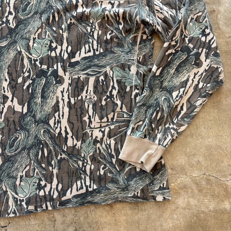 80- Mossy Oak USA製 コットン100 リアルツリー カモ柄 ロンTEE