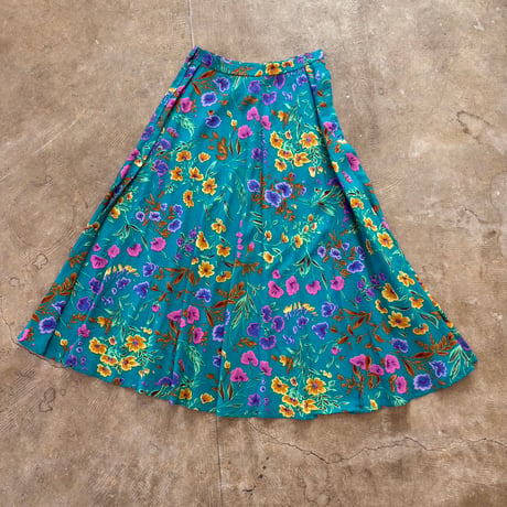 80s vintage MAGGY LONDON PETITES レーヨン 花柄 スカート