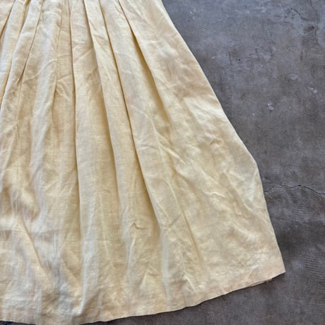 80s antique EURO COUNTRY Line リネン 前開き ワンピース