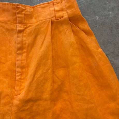 LINEN100 コリア製 VALERIE STEVENS 2タック ショートパンツ