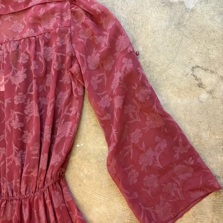 60-70s  カリフォルニアmade シースルー 花柄 ワンピース