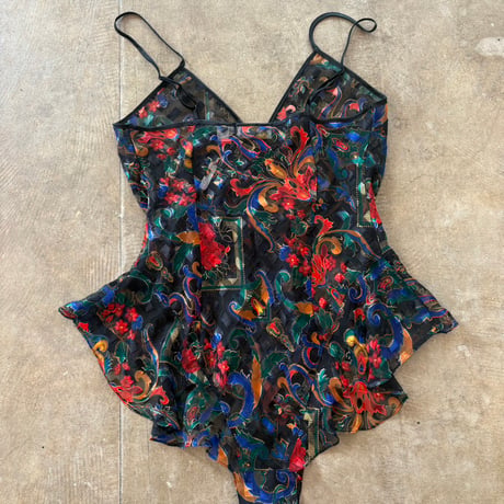 80s- Victoria's Secret 総柄 シースルー ボディースーツ