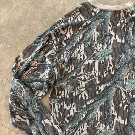 80- Mossy Oak USA製 コットン100 リアルツリー カモ柄 ロンTEE