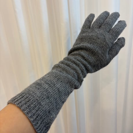 霜降りグレー ニット ロング グローブ