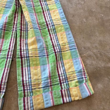 70s vintage h.i.s for her フレア チェック柄 パンツ