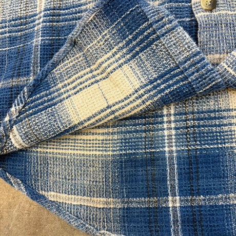 80s-90s ASH CREEK ワッフル コットン チェック柄 長袖 シャツ
