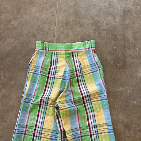 70s vintage h.i.s for her フレア チェック柄 パンツ