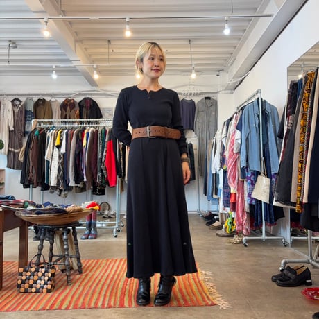 90s ITALY製 J.CREW コットン ニット ヘンリーネック ワンピース
