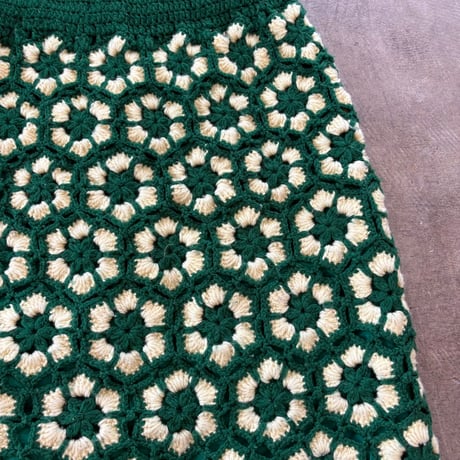 vintage グラニー ニット お花モチーフ タイト ロング スカート