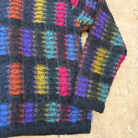 ブラック×レインボーカラー vintage モヘア カーディガン