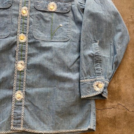 vintage レア シンプルデザイン シャンブレー 長袖シャツ