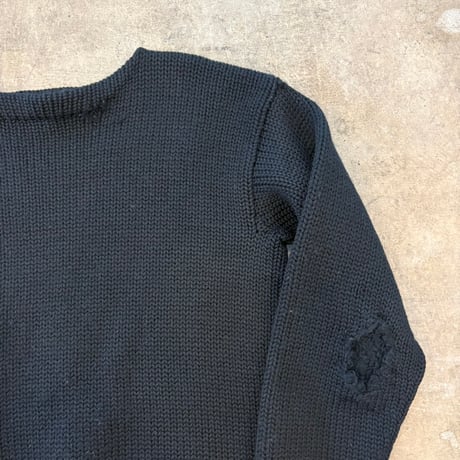 40s- vintage 無地 ブラック ウール レタード ニット