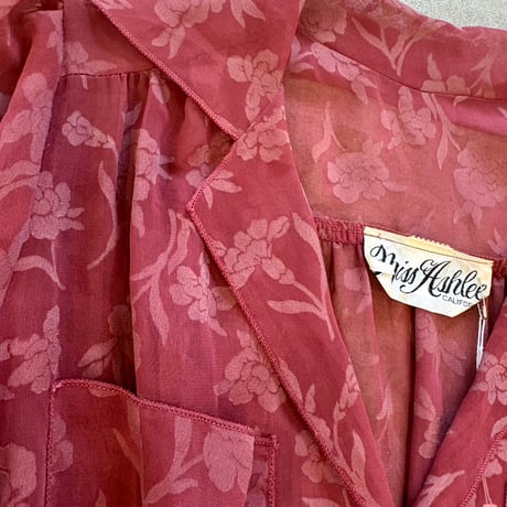 60-70s  カリフォルニアmade シースルー 花柄 ワンピース