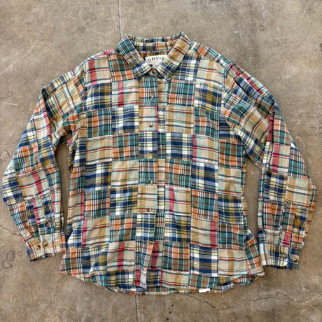 90s- ORVIS パッチワーク ボタンダウン 長袖 シャツ