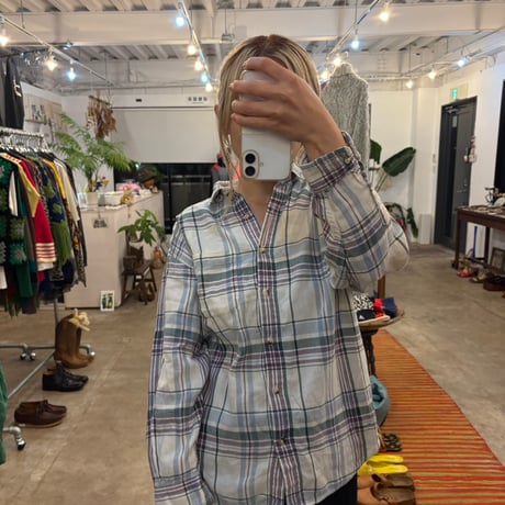 80s Eddie Bauer コットン チェック 長袖 シャツ