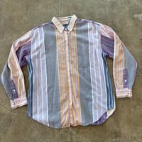 90s インド製 ストライプ コットン 長袖シャツ