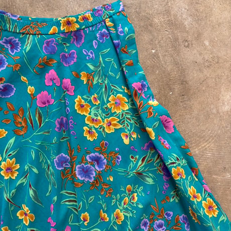 80s vintage MAGGY LONDON PETITES レーヨン 花柄 スカート