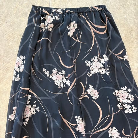 90s USA製 シースルー 花柄 ロング スカート