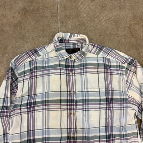 80s Eddie Bauer コットン チェック 長袖 シャツ