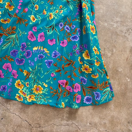 80s vintage MAGGY LONDON PETITES レーヨン 花柄 スカート